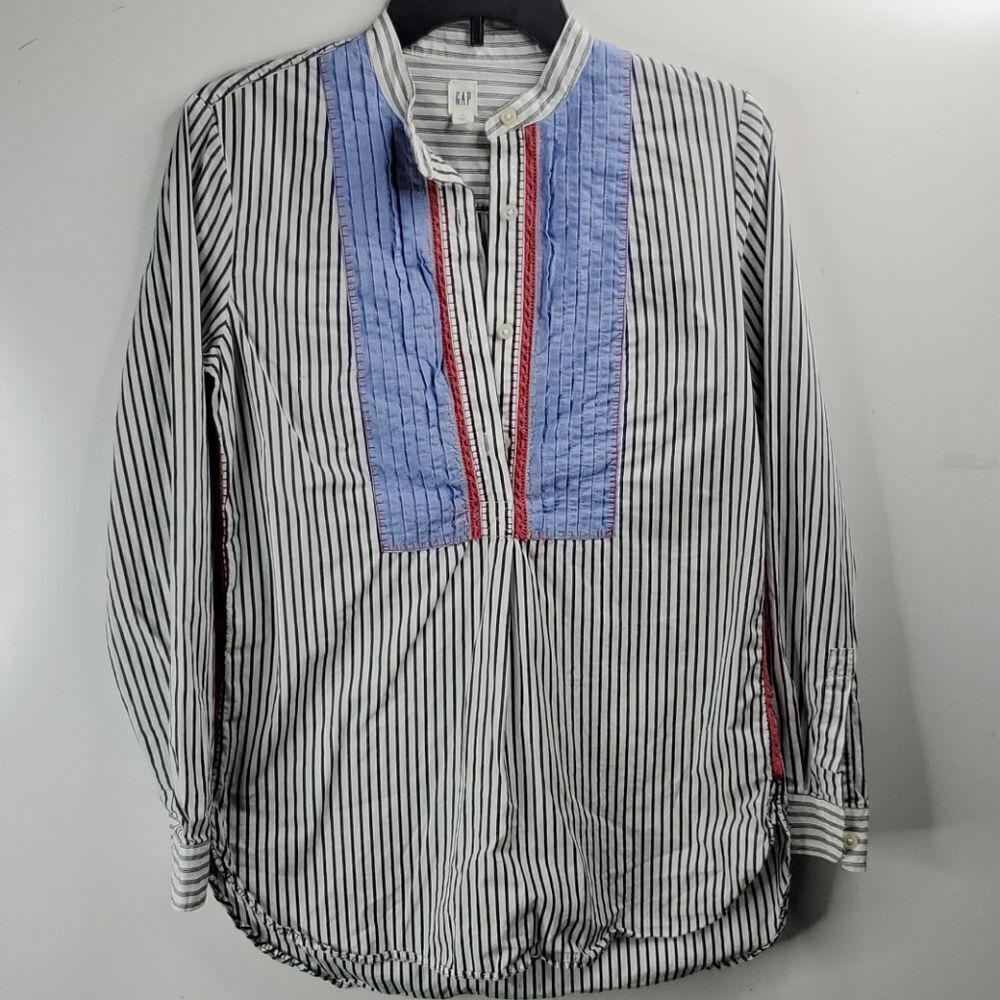 XS GAP red white blue pink striped POPOVER OVERSIZED TUNIC TOP extra small
